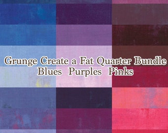 Grunge Create a Fat Quarter Bundle in Blues Purples and Pinks
