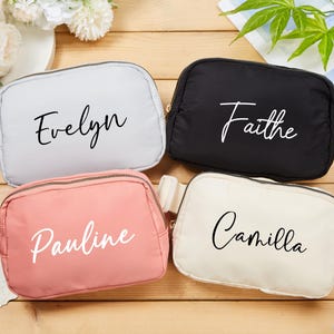 Benutzerdefinierte Reise Bauchtasche, Name Taille Tasche, Nylon Kreuz Tasche, Mädchen Trip Pack, Bauchtasche Cross Body Taschen für Frauen, Brautjungfer Geschenke, Geschenk für sie