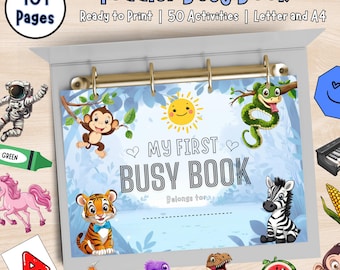 Toddler Learning Busy Book: 101 Pages, Preschool Activities (Digital Download)