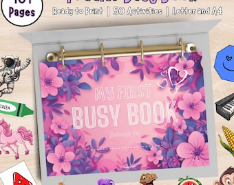 Toddler Learning Busy Book: 101 Pages, Preschool Activities (Digital Download)