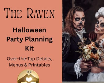 Highly Detailed Edgar Allen Poe THE RAVEN Party Plan PDF Printable Menu Labels Decor Checklist
