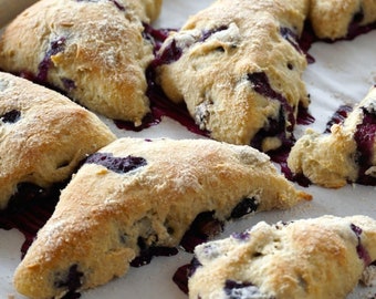 Keto Blueberry Scones Recipe Sweet Cream Tea Moist Berry Brunch Scone Biscuit Digital Download Instructions for Afternoon Tea Cakes