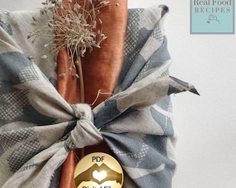 Instrucciones completas para envolver Furoshiki (PDF) Descarga digital Funciona con cualquier tela Envoltura de regalo reutilizable Presentación de lujo Regalos sin plástico