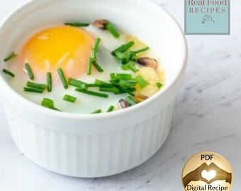 Eggs and Leek En Cocotte Recipe Digital PDF Download High Protein Egg Meal Serves Individually Perfect for Family Brunch Easter Breakfast