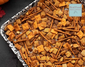 Crunchy Party Mix Recipe: Sweet Salty Cajun Snack for Game Day Digital Download Instructions