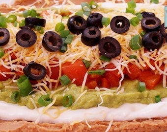 Tex Mex Layer Dip Recipe, Nacho Dipping Side-Dish Party Snack, PDF (Digital Download)