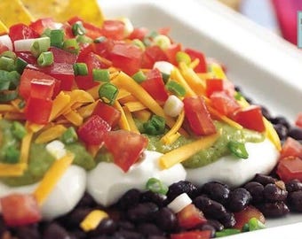 Mexican 7-Layer Dip Recipe, Healthy Protein Side Dish, Kid Friendly Appetiser, PDF (Digital Download)