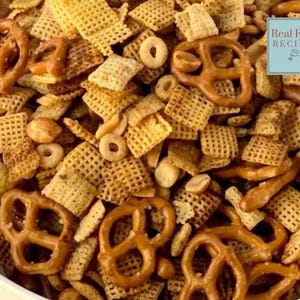 Crunchy Party Mix Digital Recipe Instructions Sweet and Salty Snacks Nutty Cajun Variation Appetiser Recipe Download Hiking Snack