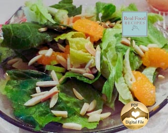 Mandarin Orange Salad Recipe Romaine with Almonds and Citrus Slices Side Dish Digital Download Summer Lunch Salad Almond Oranges and Greens