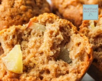 Receta de muffins de avena, manzana y canela perfectamente suaves Muffin de desayuno suave de otoño Archivo de descarga digital Postre de manzanas de cosecha picante