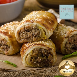 Best Puff Pastry Sausage Rolls Instructions Holiday Appetisers Vegetarian or Meat Options Make Ahead Recipe Digital Download Starters