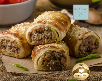 Best Puff Pastry Sausage Rolls Instructions Holiday Appetisers Vegetarian or Meat Options Make Ahead Recipe Digital Download Starters