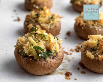 Cheesy Stuffed Mushroom Caps Recipe: 4 Variations of Favourite Savory Appetizer Hors d'oeuvres PDF Download