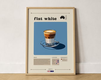 Flat White Coffee Print - Specialty Coffee Wall Art, Modern Café Decor, Trendy Kitchen Poster, Elegant Coffee Lover Gift, Home Decor