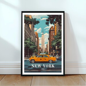Impresión de viaje a Nueva York: arte mural de EE. UU., póster del Empire State, impresión del horizonte de Nueva York, arte mural icónico de Estados Unidos, impresión de viaje a Estados Unidos, decoración del hogar