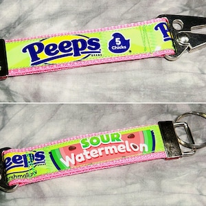 Carabiner KeyChain from Recycled Peeps Sour Watermelon Packaging