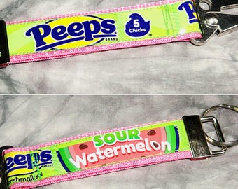 Carabiner KeyChain from Recycled Peeps Sour Watermelon Packaging