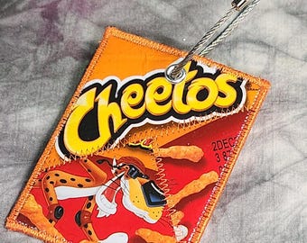 Mini Luggage Tag from Recycled Cheetos Crunchy Bags