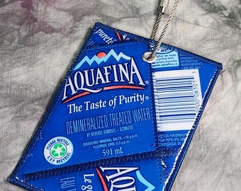 Large Luggage Tag from Recycled Aquafina Bottle Labels