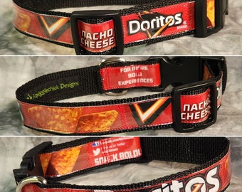 MEDIUM 1" Wide Adjustable Dog Collar from recycled Dorito's Nacho Cheese Chip Bags