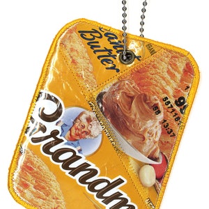 Luggage Tag made from Recycled Grandma&#39;s Peanut Butter Cookie Wrappers