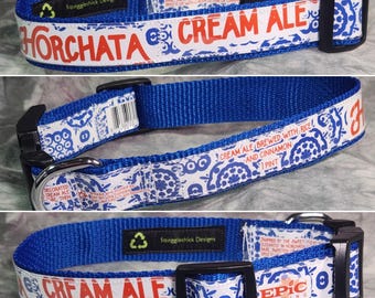 MEDIUM 1" Wide Dog Collar from Recycled Epic Brewing Horchata Cream Ale Beer Labels