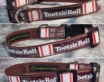 MEDIUM Adjustable Dog Collar from Recycled Tootsie Roll Wrappers