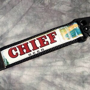 Carabiner KeyChain from Recycled Vintage Chief Beer Labels