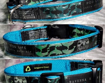 MEDIUM Adjustable Dog Collar from recycled Ravenna Brewing Co. Pod Life IPA Beer Labels