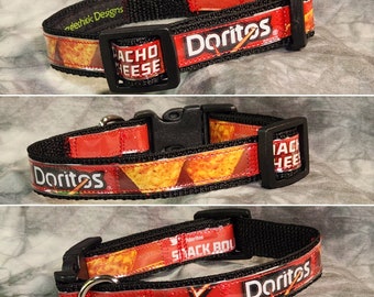 SMALL Adjustable Dog Collar from recycled Dorito's Nacho Cheese Chip Bags