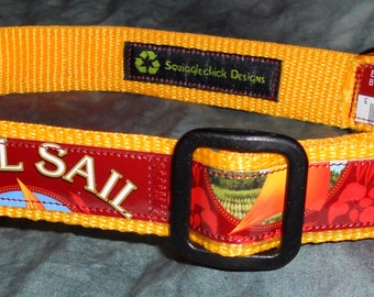 Adjustable Dog Collar from recycled older Full Sail IPA Beer Labels