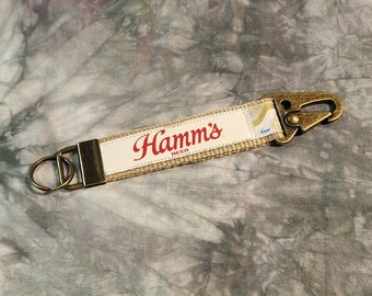 Carabiner KeyChain from Recycled Vintage Hamm's Beer Labels