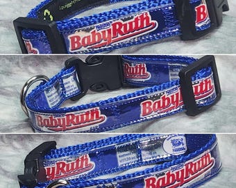 SMALL Adjustable Dog Collar Recycled Baby Ruth Candy Wrappers