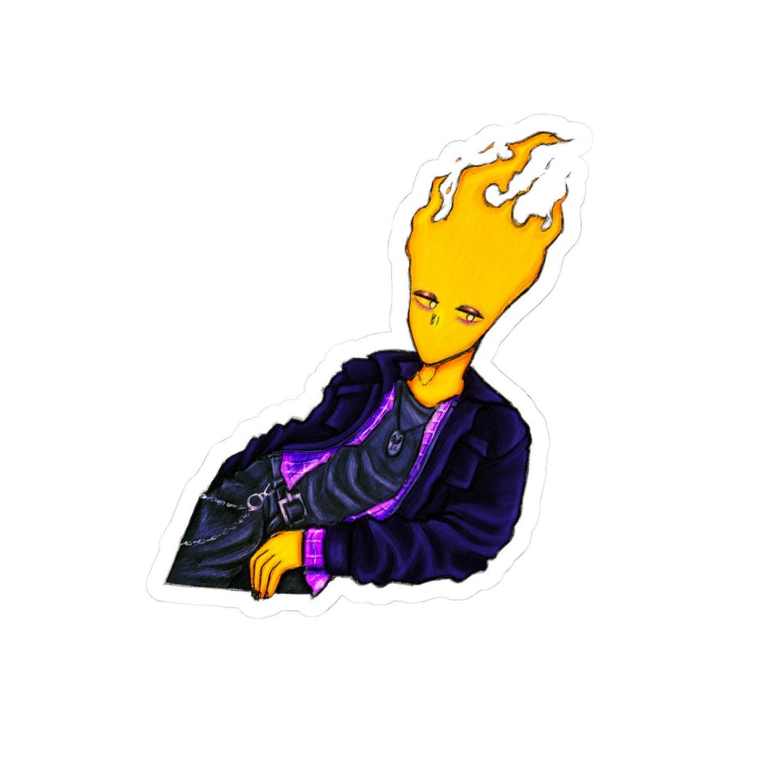 Grillby Flame Head Character Sticker | Moody Art, Laptop Decal - Etsy