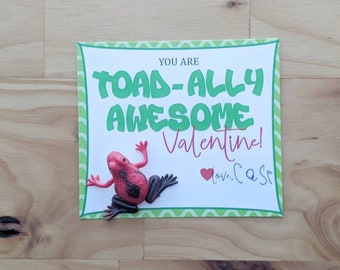 Toad-Ally Awesome Valentine | Kids Valentine Cards | Instant Download | Cute Valentine's Day Tags