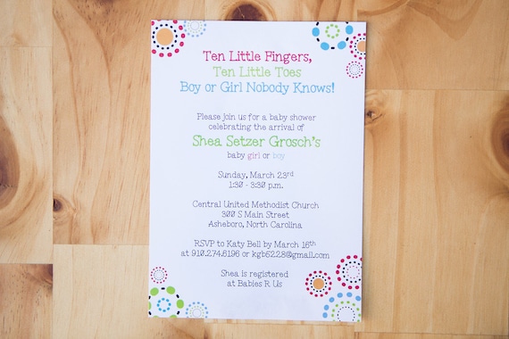 ten little fingers and ten little toes baby shower invitation