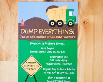 Construction Truck Baby Shower Invitation | Dump Truck Theme (Digital File)