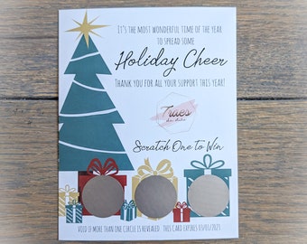 Holiday Scratch Off Cards (Printed Version) with Custom Logo | Thank You Cards | Printed Cards with Envelope Option  | Scratch Off Card