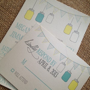 Mason Jar Printable Wedding Invitation | Matching Response Card | Printable Digital File