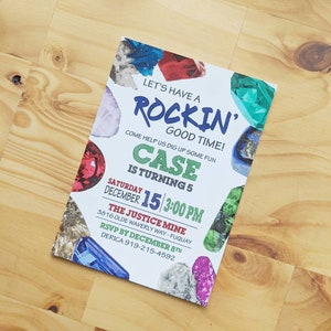 Gem Mining Birthday Invitation | Rocks and Gems Birthday Party | Mining Birthday Party | Rockin&#39; Birthday Invitation | Instant Download |