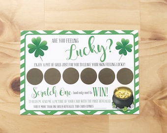 St. Patrick's Day Scratch Off Cards (Printed Version) | Feeling Lucky Scratch Off Cards | Printed Cards with Option to add Envelopes