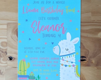 Llama Birthday Invitation | First Birthday | Girls Birthday Party | Fiesta Birthday Invitation | Digital Download