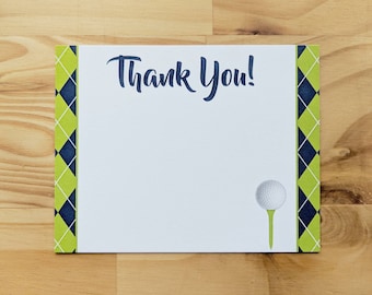 Hole in One Matching Thank You Card | Golf Thank You Cards | Argyle Thank You Card | Golf Birthday | Instant Download | Boy Thank You Card