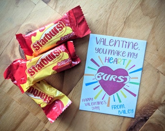 Heart Burst Valentine Cards | Kids Printable Tags (Instant Download)