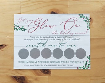 Holiday Scratch Off Cards (Printed Version) | Thank You Cards | Printed Cards with Option to add Envelopes | Christmas Scratch Off Card