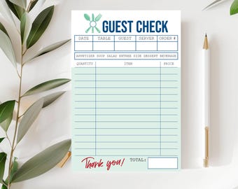 Kids Restaurant Guest Check Notepad – Role Play Activity Pad