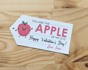 Apple of My Eye Valentine | Kids Valentine Cards | instant Download | Cute Valentine's Day Tags