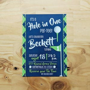 Hole in One Birthday Invitation | First Birthday Par-tee | Golf Birthday Party |Argyle Birthday Invitation | Digital Download