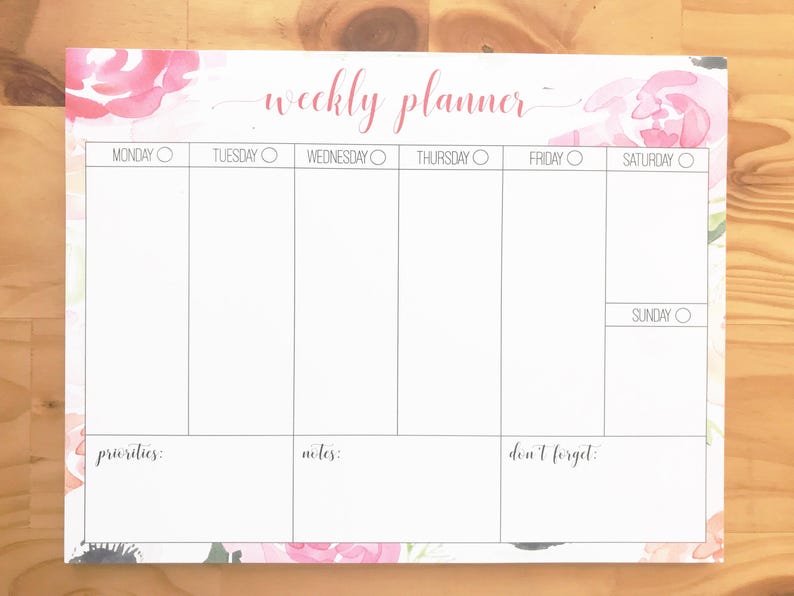 Floral Weekly Planner Printable | Instant Download Floral Watercolor ...