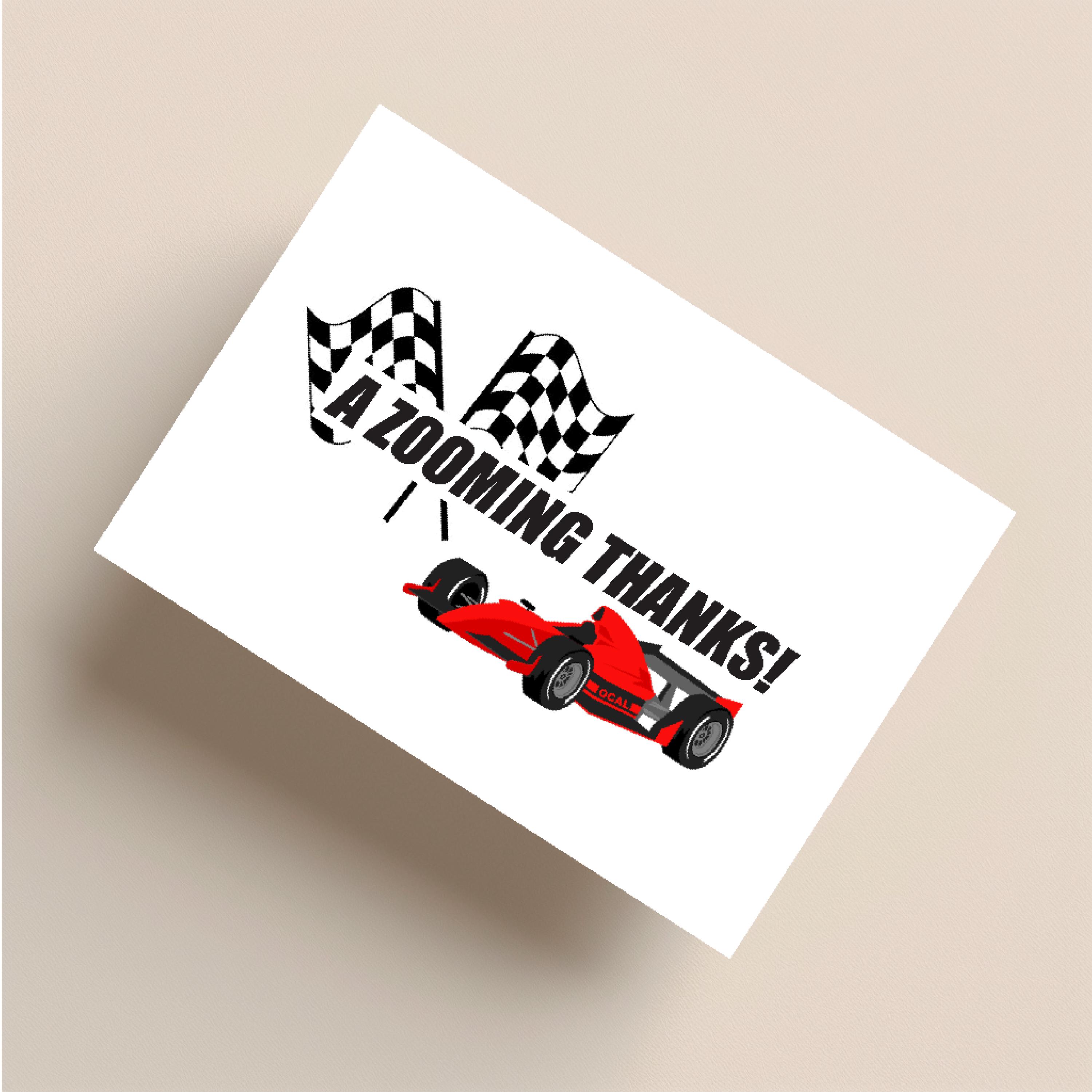 Thank You Racers Race Car Thank You Cards - Kids Birthday Party, Racing Theme - Etsy